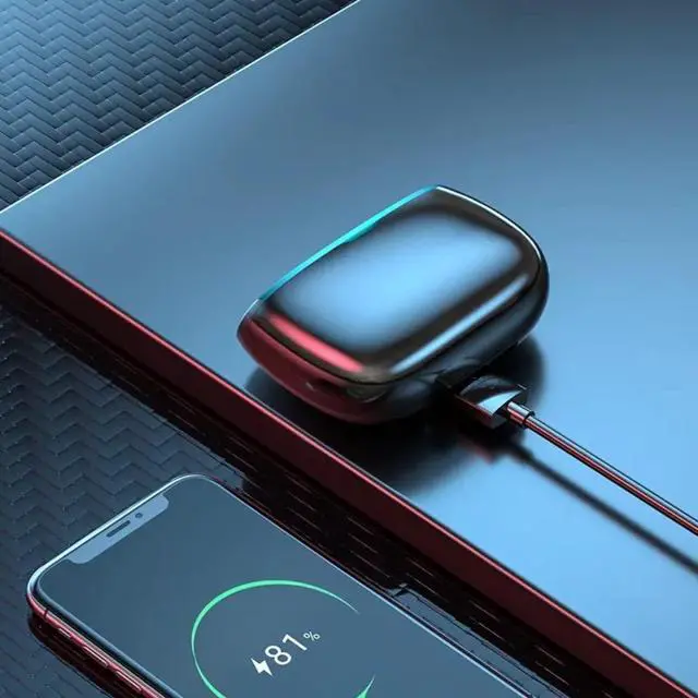 Alt view image 5 of 5 - 88Hrs Wireless Earbuds with Charging Case, IPX7 Waterproof, Mic, Powerbank, Black LED for iOS/Android, Gaming, Laptop, Sport