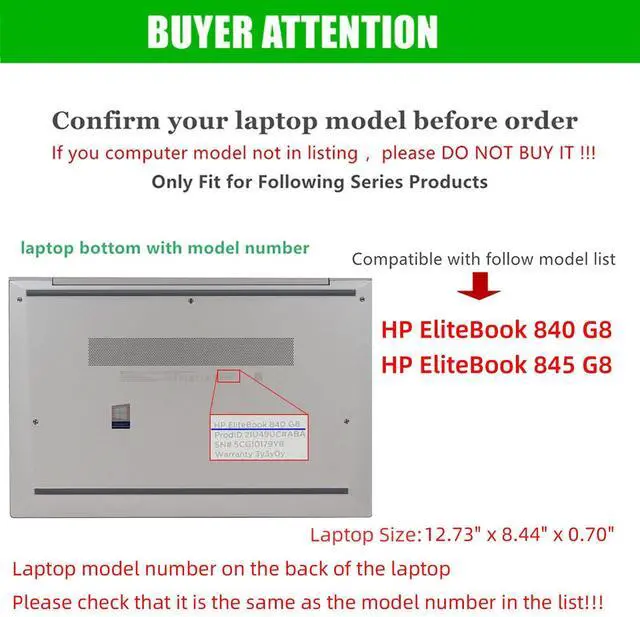 Alt view image 2 of 5 - RUNMEIJIA Laptop Case Cover only for HP EliteBook 840 G8/845 G8 14 inch [Do Check Model] Notebook Sleeve Computer Bag Protective PU Leather Shell (Black)