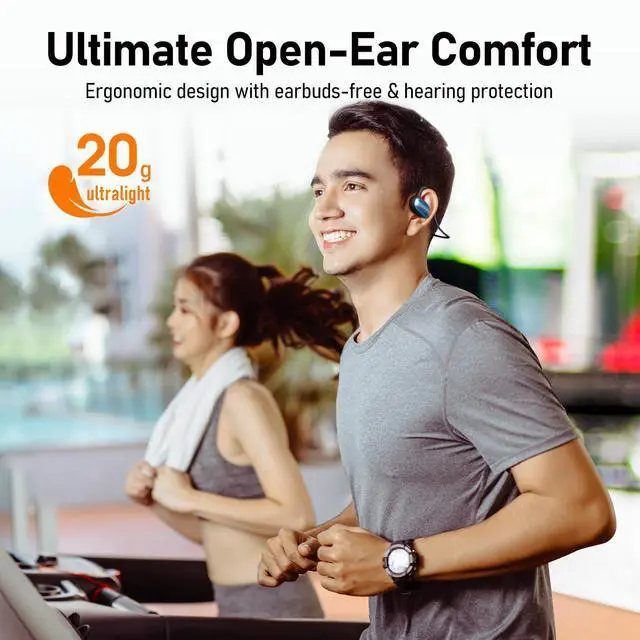 Alt view image 4 of 5 - Audiovance OpenComfy CF202 Bluetooth Headphones for Running, Wireless Open Ear Headphones for Sports Gym Workout, Ultra Comfort, Superior Sound, Secure Fit, Ambient Awareness. Black & Blue