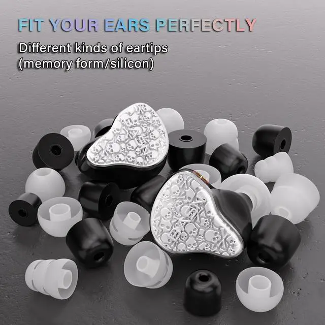 Alt view image 5 of 5 - BASN Bmaster5 in Ear Monitors, 1DLC Diaphragm+4BA 5 Drivers IEM Earphones with Silver-Plated OFC Cable, Noise Isolation Wired Earbuds for Musicians (Glacier White)