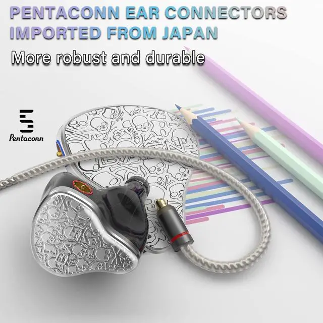 Alt view image 3 of 5 - BASN Bmaster5 in Ear Monitors, 1DLC Diaphragm+4BA 5 Drivers IEM Earphones with Silver-Plated OFC Cable, Noise Isolation Wired Earbuds for Musicians (Silver)