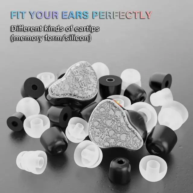 Alt view image 5 of 5 - BASN Bmaster5 in Ear Monitors, 1DLC Diaphragm+4BA 5 Drivers IEM Earphones with Silver-Plated OFC Cable, Noise Isolation Wired Earbuds for Musicians (Silver)