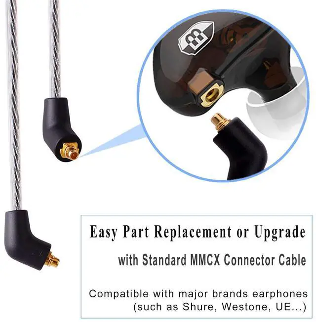 Alt view image 4 of 5 - BASN High-Definition in Ear Monitor Headphones for Musicians with Detachable MMCX Earbuds; Dual Dynamic Drivers and Noise-Isolating (Brown)