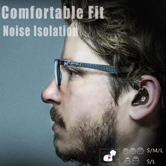 Alt view image 5 of 5 - BASN High-Definition in Ear Monitor Headphones for Musicians with Detachable MMCX Earbuds; Dual Dynamic Drivers and Noise-Isolating (Brown)