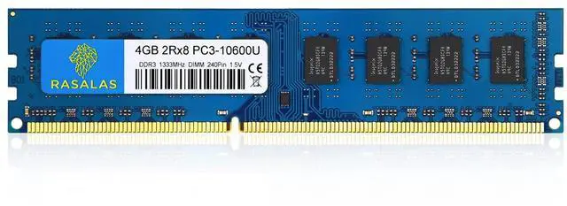 Alt view image 2 of 5 - Rasalas 16GB Kit (4x4GB) DDR3 1333MHz PC3-10600 PC3-10600U Non ECC Unbuffered 1.5V CL9 2RX8 Dual Rank 240 Pin UDIMM Desktop Memory Ram Module