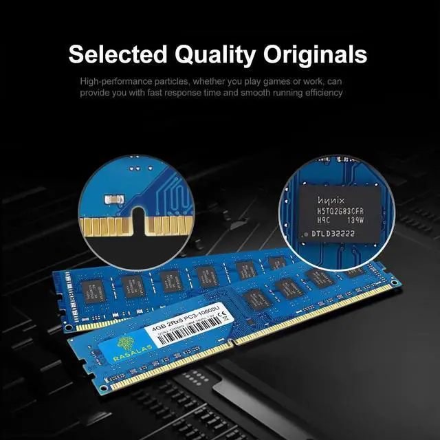 Alt view image 4 of 5 - Rasalas 16GB Kit (4x4GB) DDR3 1333MHz PC3-10600 PC3-10600U Non ECC Unbuffered 1.5V CL9 2RX8 Dual Rank 240 Pin UDIMM Desktop Memory Ram Module