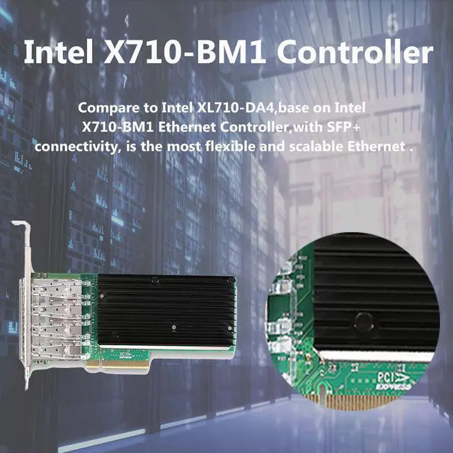 Alt view image 4 of 5 - 10Gb PCI-E X8 NIC Network Card, with Intel XL710-BM1 Ethernet Controller,Dual SFP+ Port, Compare to Intel XL710-DA4,PCI-Express Ethernet Adapter Support Windows Server,Linux,VMware