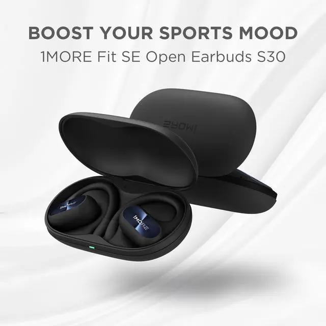 Alt view image 4 of 5 - 1MORE Fit SE S30 Open Ear Headphones, Wireless Bluetooth Headphones with 4 Microphones for Clear Calls, Sports Earbuds Split Design with Earhooks, IPX5, 30-Hour Playtime, 5.3, Black (EF606)