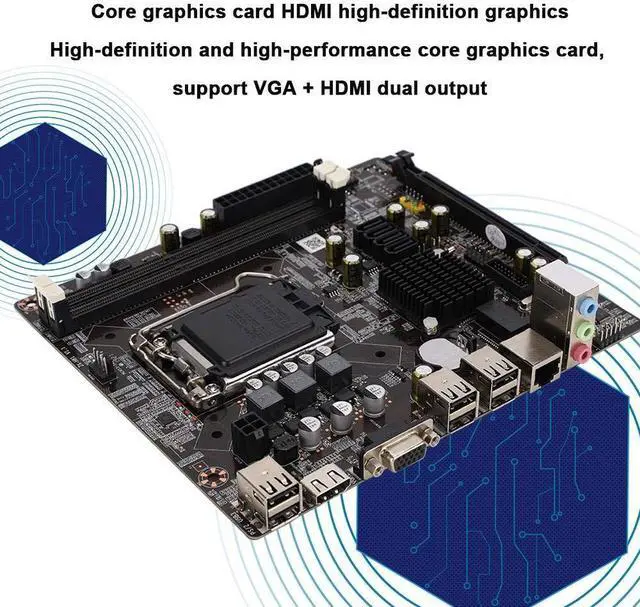 Alt view image 2 of 5 - Desktop Motherboard for Intel H81, CPU for Intel LAG 1150 2DDR3 1600/1333/1066Mhz Memory 1PCI E×16 Motherboard with SATA 2.0 USB 2.0 Support VGA& Output