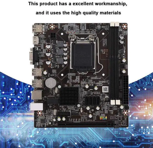 Alt view image 3 of 5 - Desktop Motherboard for Intel H81, CPU for Intel LAG 1150 2DDR3 1600/1333/1066Mhz Memory 1PCI E×16 Motherboard with SATA 2.0 USB 2.0 Support VGA& Output