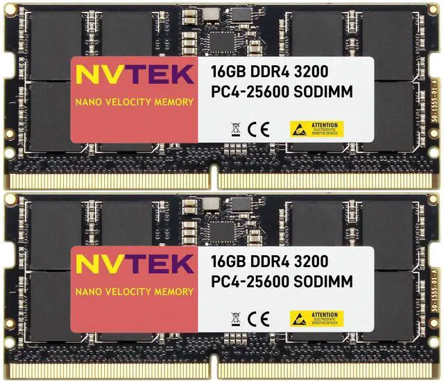 Main image of NVTEK 32GB (2X16GB) DDR4 3200MHZ PC4-25600 SODIMM 2Rx8 1.2V CL22 260-PIN Non-ECC Laptop PC Computer Memory