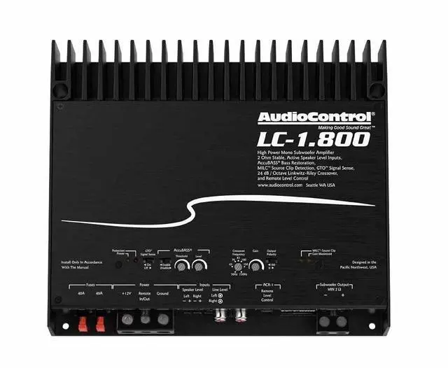 Main image of AudioControl LC-1.800 High-Power Monoblock 800 Watts Car Audio Subwoofer Amplifier with Accubass, Subsonic Filter