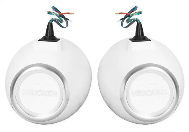 Alt view image 3 of 5 - Kicker KMFC65W 6.5" Flat Mount Loaded Marine Wake Towers with 46KM654L Speakers - White Grills and Enclosures