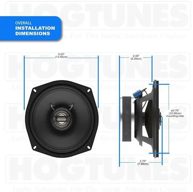 Alt view image 4 of 5 - Hogtunes 225 SG KIT-AA with 225 Watts RMS Amplifier & 5.25" Front Speakers (2 Pack), Fits 1998-2013 Harley-Davidson Motorcycles