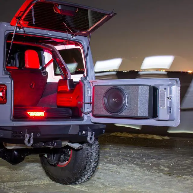 Alt view image 5 of 5 - STINGER Wrangler Jk/JL (2007-2023) 12" Swing Gate Subwoofer Enclosure 2-Door/4-Door (400W RMS/800W Max)