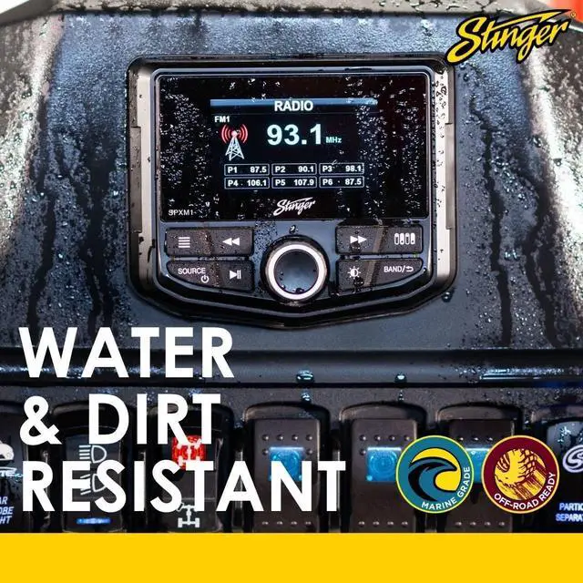 Alt view image 3 of 5 - STINGER Marine and Powersport 2.7 Digital Media Player with Switch Command, 4-Channel, Bluetooth, Weather Resistant Front Panel, USB Input with Subwoofer Control (SPXM1)