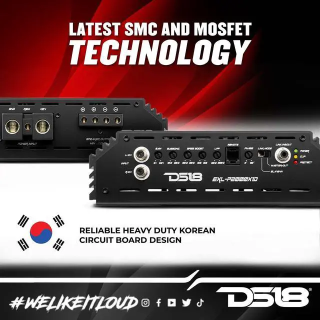 Alt view image 3 of 5 - DS18 EXL-P2000X1D Korean 1-Channel Monoblock Subwoofer Car Audio Amplifier Competition Grade Class D MOSFET Amp 2000 Watts Rms - Remote BASS Knob Included