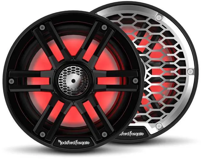 Main image of Rockford Fosgate M2-65B Color Optix 6.5 2-Way Coaxial Multicolor LED Lighted Marine Speakers - Black/Stainless (Pair)