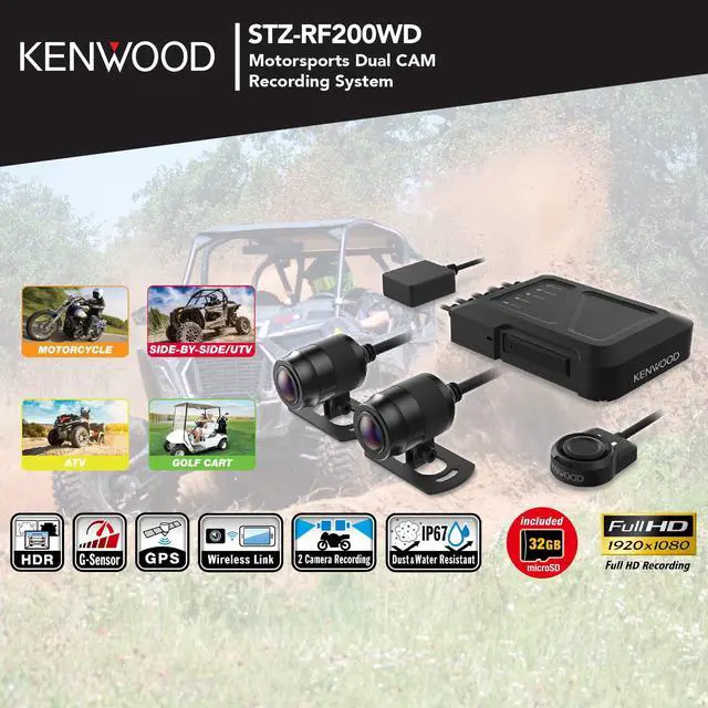 Alt view image 4 of 5 - KENWOOD STZ-RF200WD Motorsports front Two-Camera 1080p Dual Dash Action-Camera System - WiFi, GPS, G-Sensor Loop, 32GB Card - Perfect for Motorcycles, UTV, ATV & Golf Carts