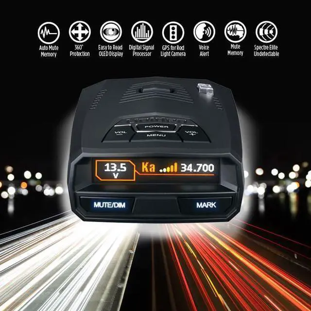 Alt view image 3 of 5 - UNIDEN R4 Extreme Long-Range Laser/Radar Detector, Record Shattering Performance, Built-in GPS w/AUTO Mute Memory, Voice Alerts, Red Light & Speed Camera Alerts, Multi-Color OLED Display, Black