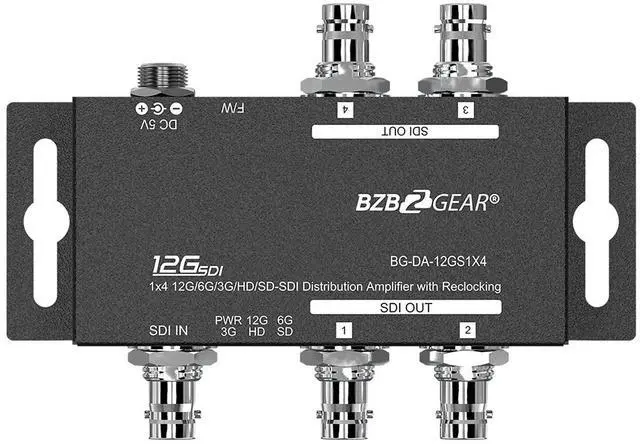 Main image of BZBGEAR 4K UHD 12G-SDI 1x4 Splitter/Distribution Amplifier - BG-DA-12GS1X4
