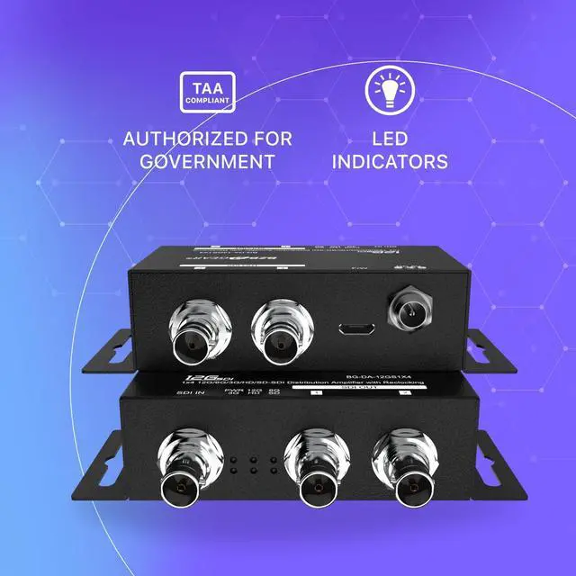 Alt view image 2 of 5 - BZBGEAR 4K UHD 12G-SDI 1x4 Splitter/Distribution Amplifier - BG-DA-12GS1X4