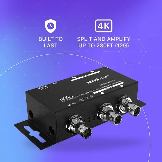 Alt view image 3 of 5 - BZBGEAR 4K UHD 12G-SDI 1x4 Splitter/Distribution Amplifier - BG-DA-12GS1X4
