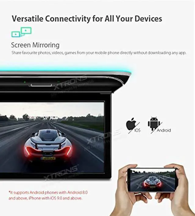 Alt view image 5 of 5 - XTRONS Android Car Overhead Player 15.6 Wide IPS Touch Screen 8K Video Car Roof Mount Monitor with Built-in Stereo Speakers Flip Down Overhead Car Monitor Support Bluetooth, WiFi, HDMI, USB, IR