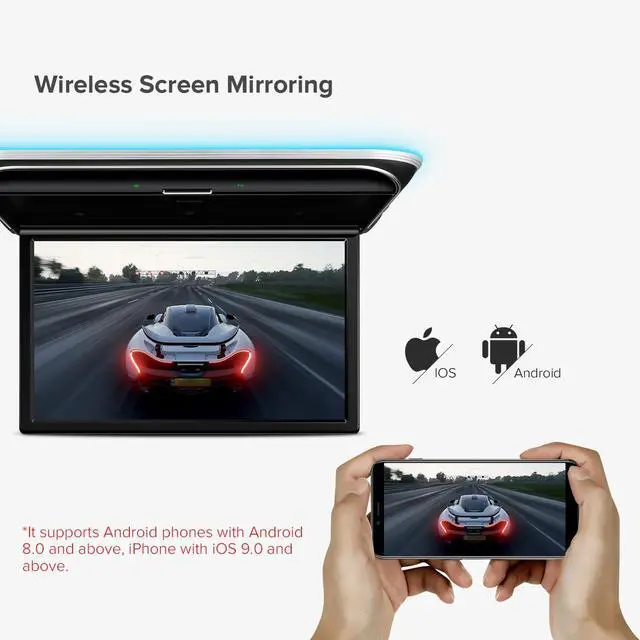 Alt view image 5 of 5 - XTRONS Android Car Overhead Player 17.3 Inch Wide IPS Screen 8K Video Car Roof Mount Monitor with Built-in Stereo Speakers Flip Down Overhead Car Monitor Support Bluetooth 5.0, WiFi, HDMI, USB, IR