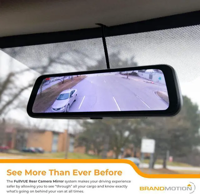 Alt view image 3 of 4 - Brandmotion Commercial FullVUE Mirror and Camera System FVMR-1150 | Front Dash Cam and Rear View Camera Always On Recording | Touch Screen Mirror | Night Vision | G-Shock Sensor | Reverse Backup