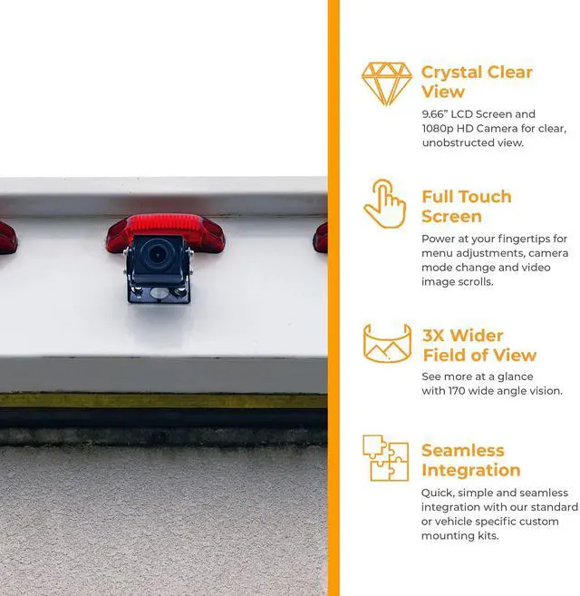 Alt view image 4 of 4 - Brandmotion Commercial FullVUE Mirror and Camera System FVMR-1150 | Front Dash Cam and Rear View Camera Always On Recording | Touch Screen Mirror | Night Vision | G-Shock Sensor | Reverse Backup