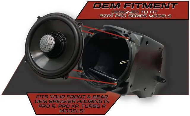 Alt view image 4 of 5 - UTV Stereo RZR Pro R, Turbo R & Pro XP Neodymium Magnet Speakers Upgrade w/LED RGB Grille - High-Performance Neo Speaker Upgrade