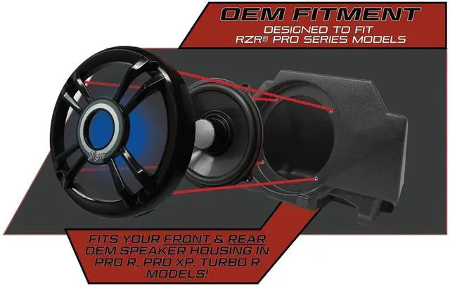 Alt view image 5 of 5 - UTV Stereo RZR Pro R, Turbo R & Pro XP Neodymium Magnet Speakers Upgrade w/LED RGB Grille - High-Performance Neo Speaker Upgrade
