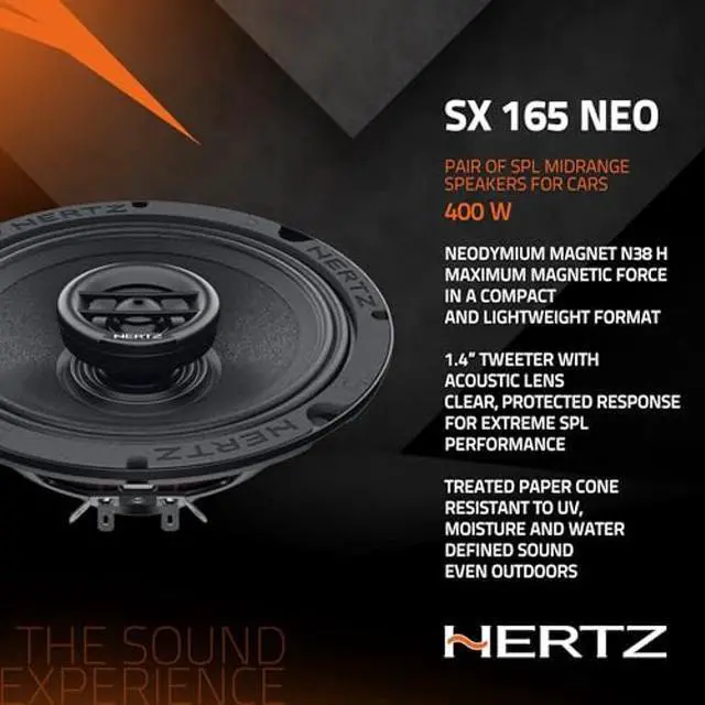 Alt view image 4 of 5 - Hertz SPL Show Series SX-165-NEO 6.5" Two-Way SPL Coaxial Speakers with Neo Magnets and UV/Waterproofing