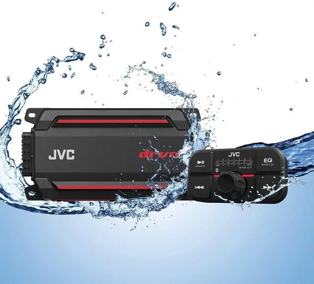 Alt view image 2 of 5 - JVC KS-DR2104DBT Compact 4-Channel 600 Watt Car Amplifier with Bluetooth Streaming. Built for Marine, ATV and Powersport Applications. Waterproof, Dustproof, Rust Proof and Vibration Proof