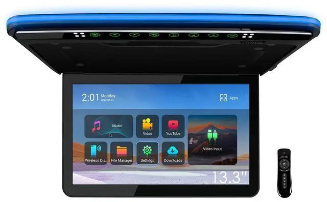 Main image of XTRONS Android Car Overhead Player 13.3 Inch Wide IPS Screen Car Roof Mount Monitor with Built-in Stereo Speakers Flip Down Overhead Car Monitor Support 8K Video, Bluetooth, WiFi, HDMI, USB, IR