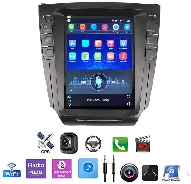 Alt view image 5 of 5 - Qiilu 10.4in Car GPS Navigation, Car Radio Stereo GPS Navigation System Portrait Fit for IS200 IS250 IS300 IS350 2007 ?2015