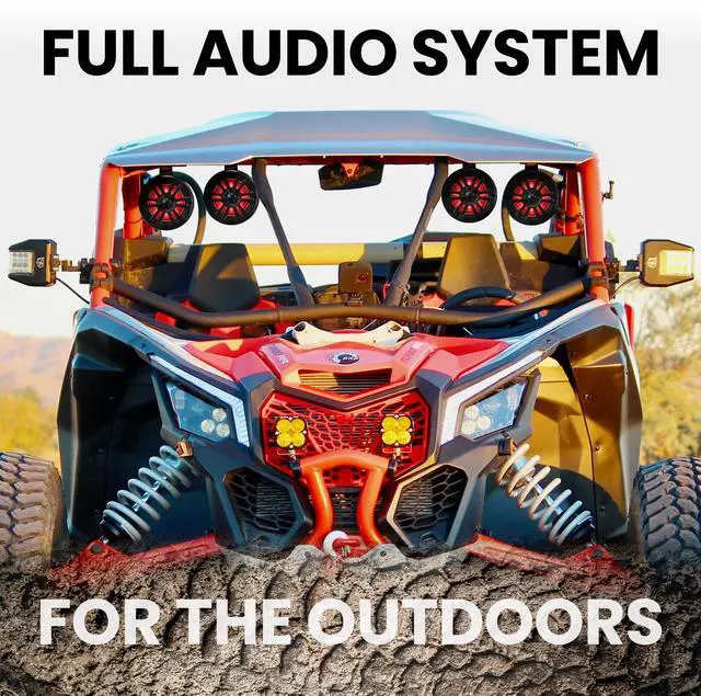 Alt view image 2 of 5 - BOSS Audio Systems UNI4RGB ATV UTV Marine Boat IPX5 Weatherproof 4 Inch Stereo Wake Tower Speakers (x4) And 4 Channel Weatherproof Bluetooth Amplifier