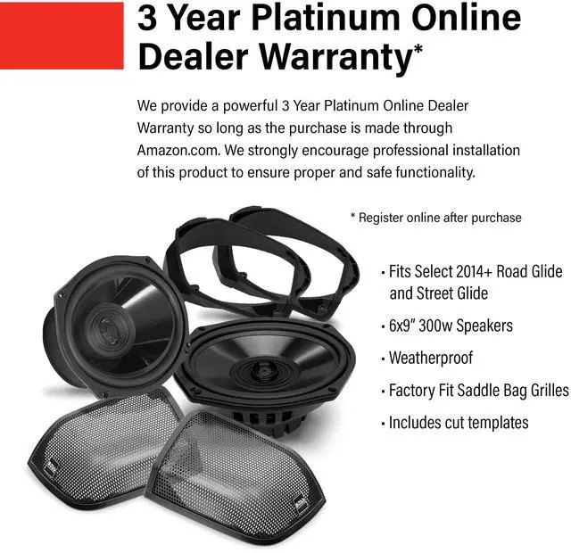 Alt view image 3 of 5 - BOSS Audio Systems BHD14 Harley Davidson 6 x 9 Inch Saddlebag Speaker Kit  Fits Select 2014+ Road Glide and Street Glide Motorcycles, 300 Watts of Power Per Pair, Full Range, 2 Way, Sold in Pairs