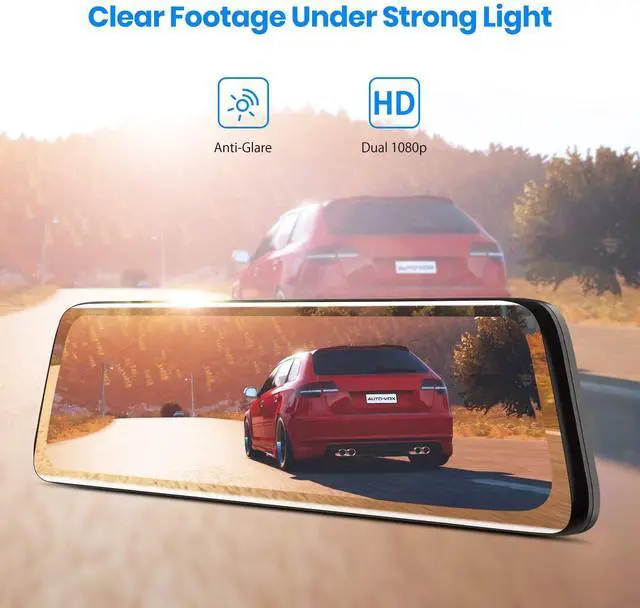 Alt view image 2 of 5 - AUTO-VOX V5PRO 1080P 9.35'' OEM Rear View Mirror Camera, Full Laminated Ultrathin Touch Screen Mirror Dash Cam Front and Rear with No Glare, Super Night Vision Car Backup Camera Mirror