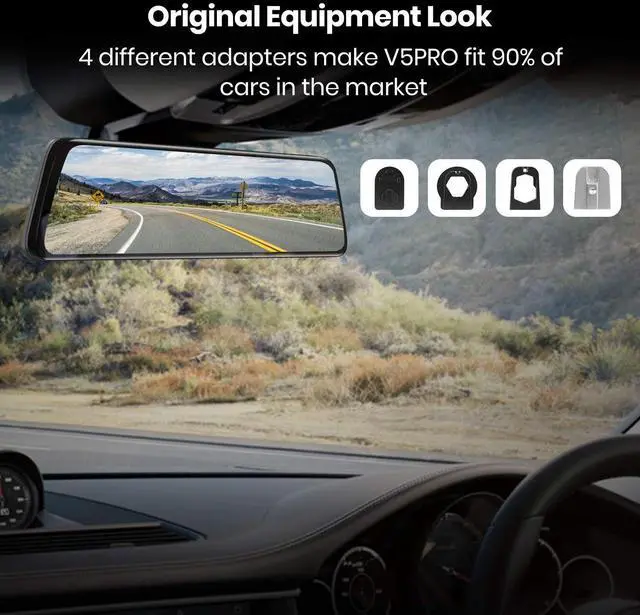 Alt view image 4 of 5 - AUTO-VOX V5PRO 1080P 9.35'' OEM Rear View Mirror Camera, Full Laminated Ultrathin Touch Screen Mirror Dash Cam Front and Rear with No Glare, Super Night Vision Car Backup Camera Mirror