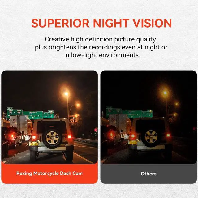 Alt view image 3 of 5 - REXING MTC1 Motorcycle Dash Cam 3 LCD,Front and Rear Recording 1080p,170° Wide Angle Lens,Loop Recording,G-Sensor,Waterproof Motorcycle Camera, Parking Monitor,GPS,WiFi,128GB Max(32G Card Included)