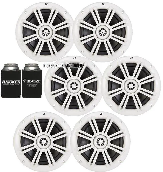 Main image of KICKER White OEM Replacement Marine 6.5" 4 Ohm Coaxial Speaker Bundle - 6 Speakers