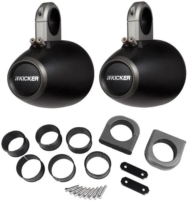 Main image of Kicker 12KMTES Pair of Wake Tower/Roll Bar Speaker Enclosures, Black