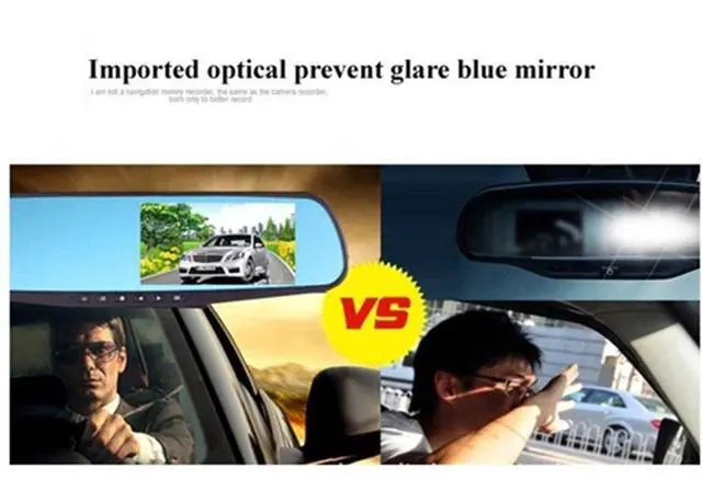 Alt view image 2 of 5 - Car DVR Rear View Mirror Video Recroder 4.3" inch Back Up Car Camera Dual Lens Cam Night Vision Front and Rear Backup Reverse Security for Car