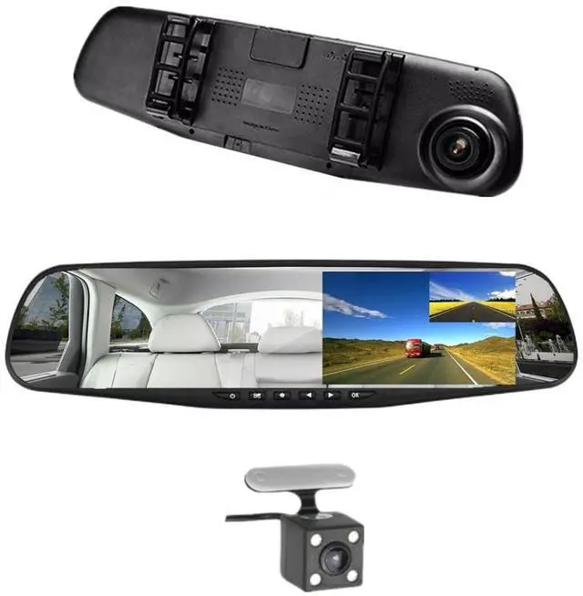 Main image of Car DVR Rear View Mirror Video Recroder 4.3" inch Back Up Car Camera Dual Lens Cam Night Vision Front and Rear Backup Reverse Security for Car
