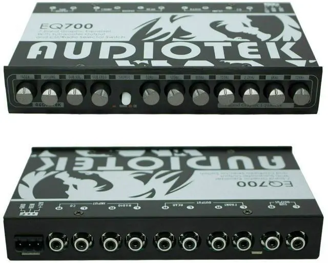 Alt view image 2 of 5 - Audiotek AT-EQ700 1/2 Din 7 Band Car Audio Equalizer EQ w/Front, Rear + Sub Output | Auxiliary Stereo RCA Input - 3 Stereo RCA Outputs - Front/Rear Fader, and Selection of Main