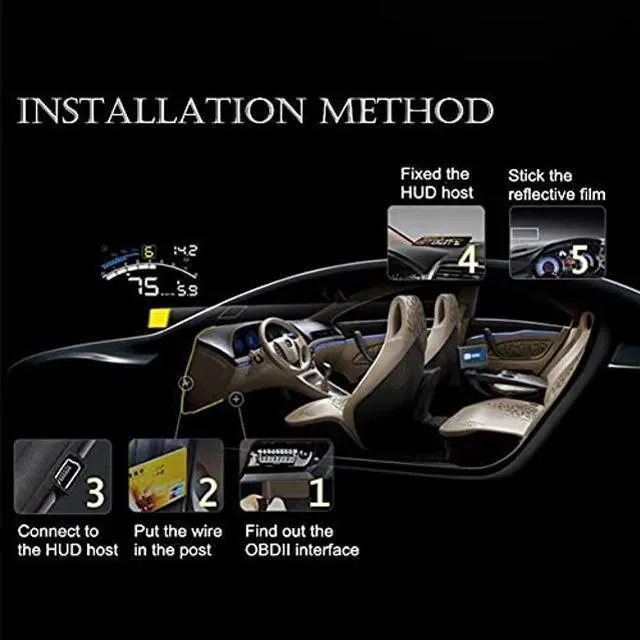 Alt view image 2 of 5 - Heads Up Display,5.5" HD OBD II Car GPS HUD Head Up Speed Display Over Speed Warning,Fuel Consumption,Temperature