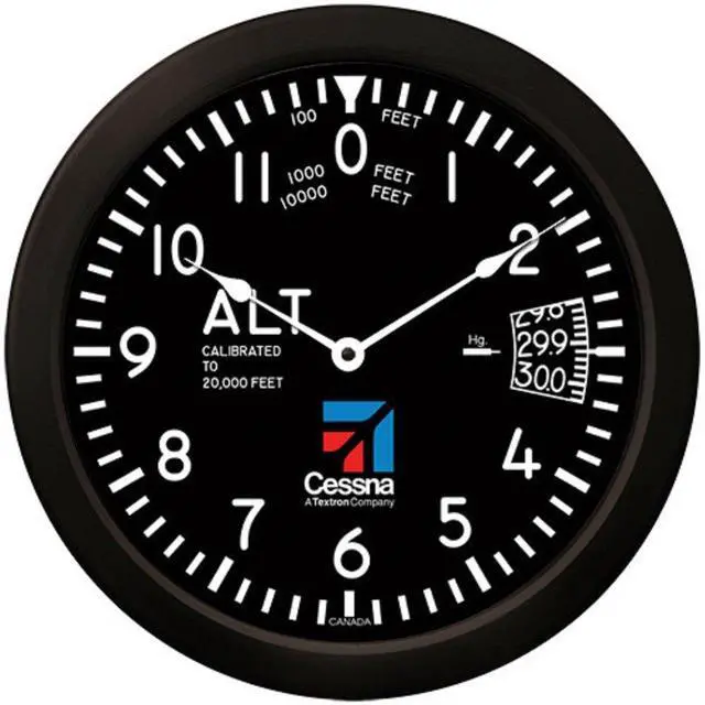 Main image of Trintec Massive 14" Cessna Altimeter Aviation Classic Instrument Style Wall Clock CES-9060-14