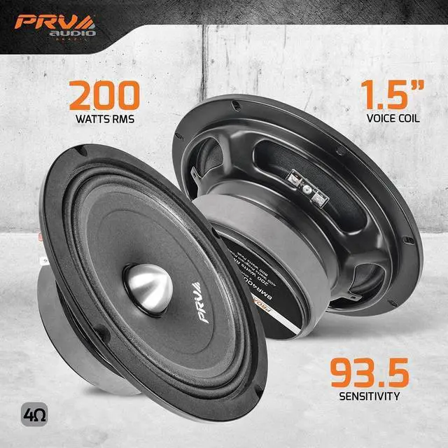 Alt view image 2 of 5 - PRV AUDIO 8 Inch Shallow Midrange Buller Speaker 8MR400B-4 Slim, 4 Ohm, Shallow Mount Car Slim Speakers, 400 Watts Program Power 1.5 in Voice Coil, 200 Watts RMS, Compact for Doors (Single)